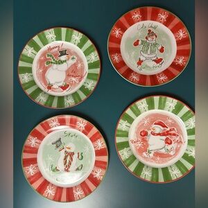 Set of 4 Avon China snowmen plates
